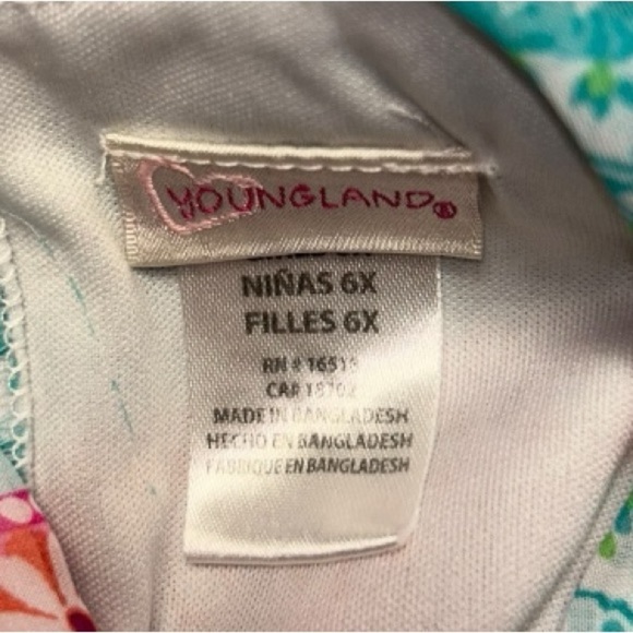 Youngland Girls' Multi-Printed Chiffon Dress with Lace and flower Size 6X floral - Picture 3 of 7